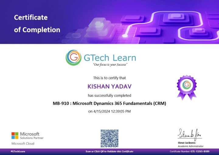 Kishan Yadav - MSD365 CRM CE | Functional Tester MSD365 CRM | Dynamics ...